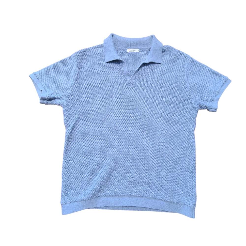 Marine Layer Women's Basketweave Knit Sweater Polo Shirt Size Small S Blue